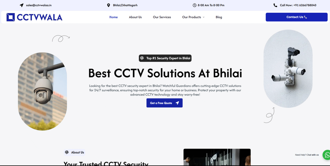 A clean, conversion-focused site for a CCTV service provider — built for trust, clarity, and local lead generation.